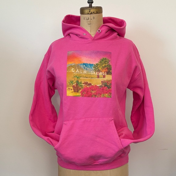 Hanes Tops - Pink 'Calm Springs' Palm Springs Graphic Hoodie 50/50 S